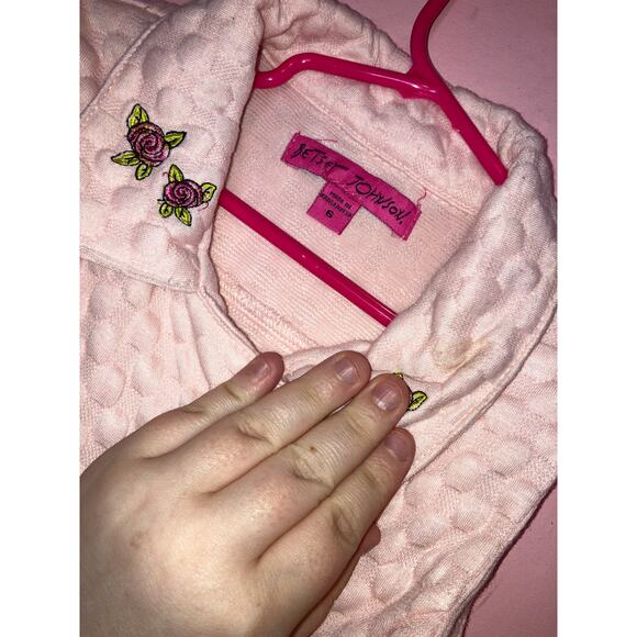 NWT Betsey Johnson Pink Quilted Romper Girls 6 NWT with Embroidered Back Patch - Picture 5 of 8